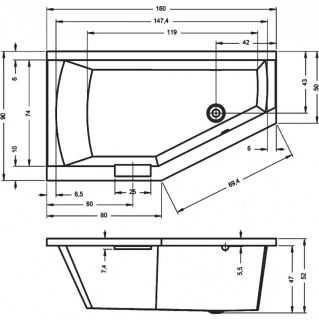 Акриловая ванна Riho Geta B029001005 R 160x90см белый